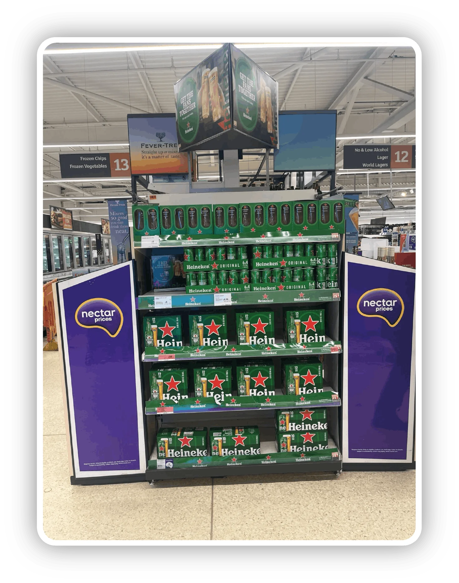 Seasonal beer and cider display in a UK supermarket